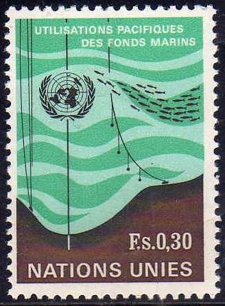 ONU GINEBRA 1971 15 Sello ** Utilizaciones Pacificas de los Fondos Marinos 0,30 Fs 